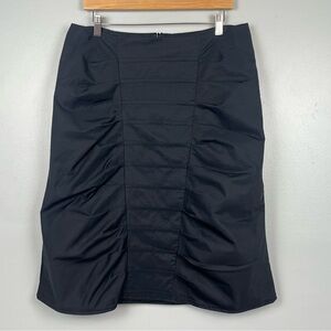 Ronen Chen black cotton nylon blend pintuck ruched detail skirt, 3 = US 10.